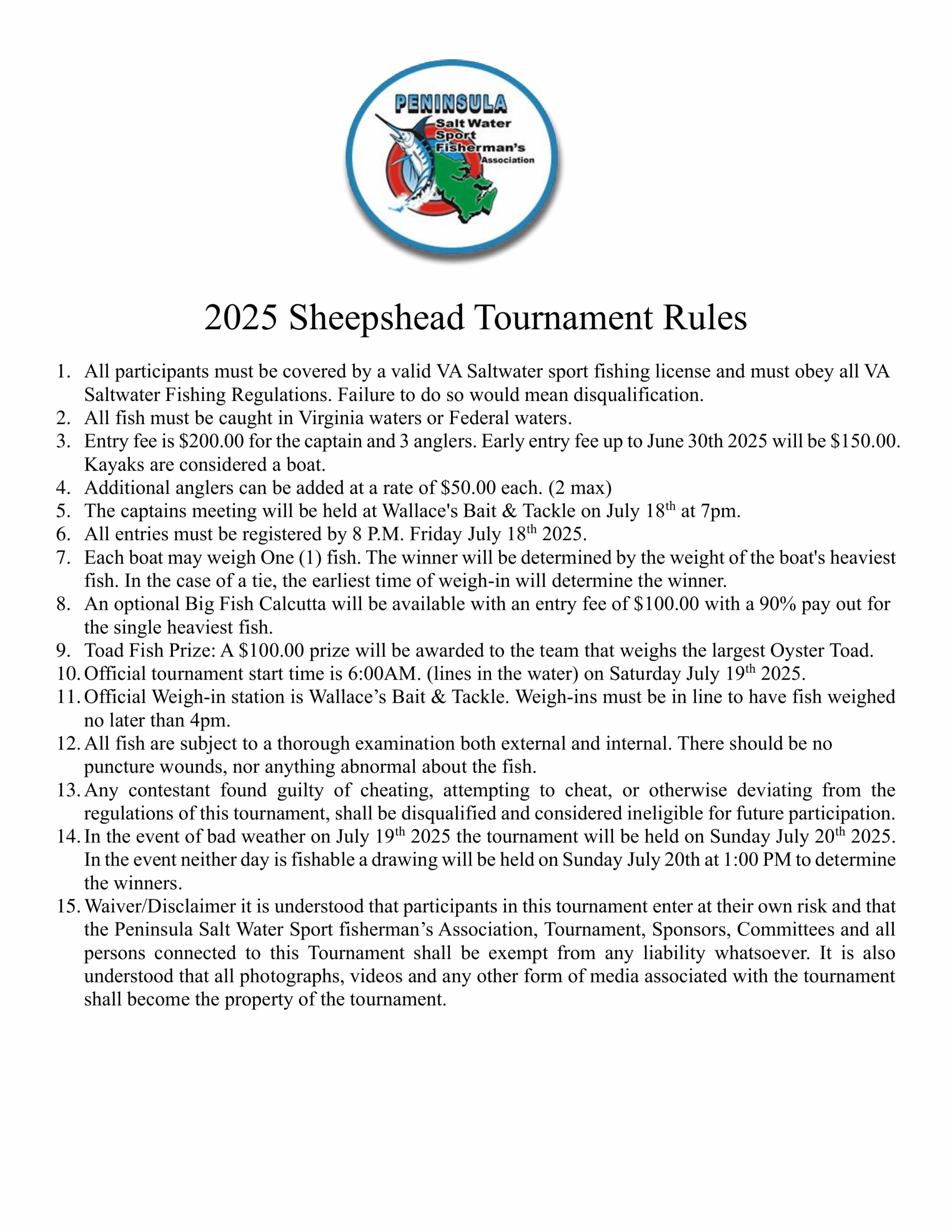 2025 Tournament Rules